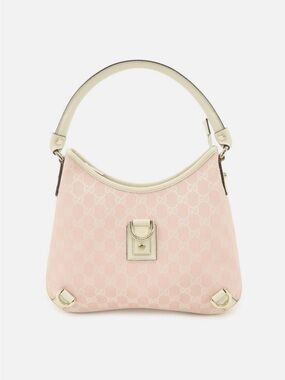 Gucci Pink GG Canvas Shoulder Bag with Cream Trim